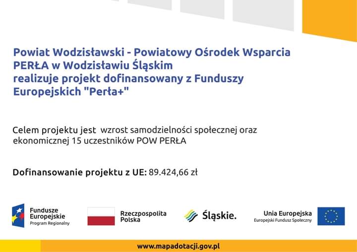Plakat informujący o rozpoczęciu Projektu Perła+